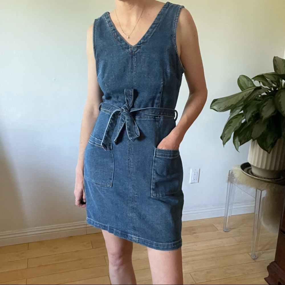 Denim Belted Mini Dress